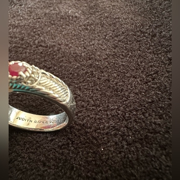 Judith Ripka Sterling Silver Ruby and Clear Cubic zirconia stones - Picture 2 of 5